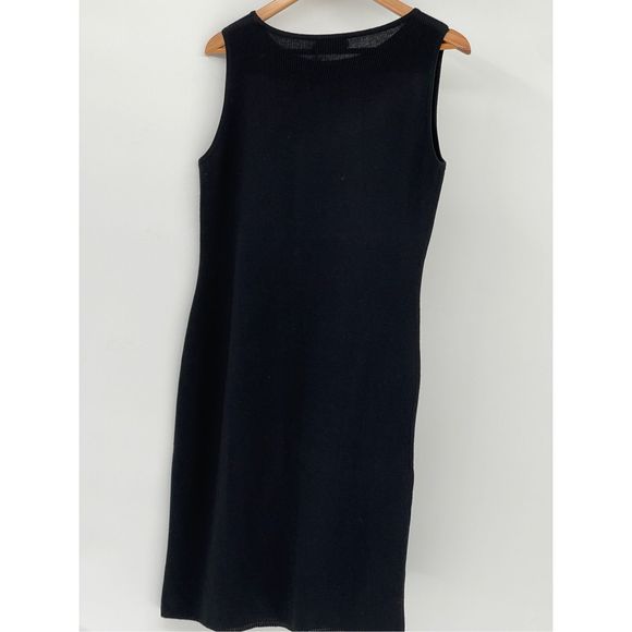 Vintage‎ Adrianna Pappel Sweater Dress Women Medium Black Sleeveless Shift Wool - Picture 1 of 7